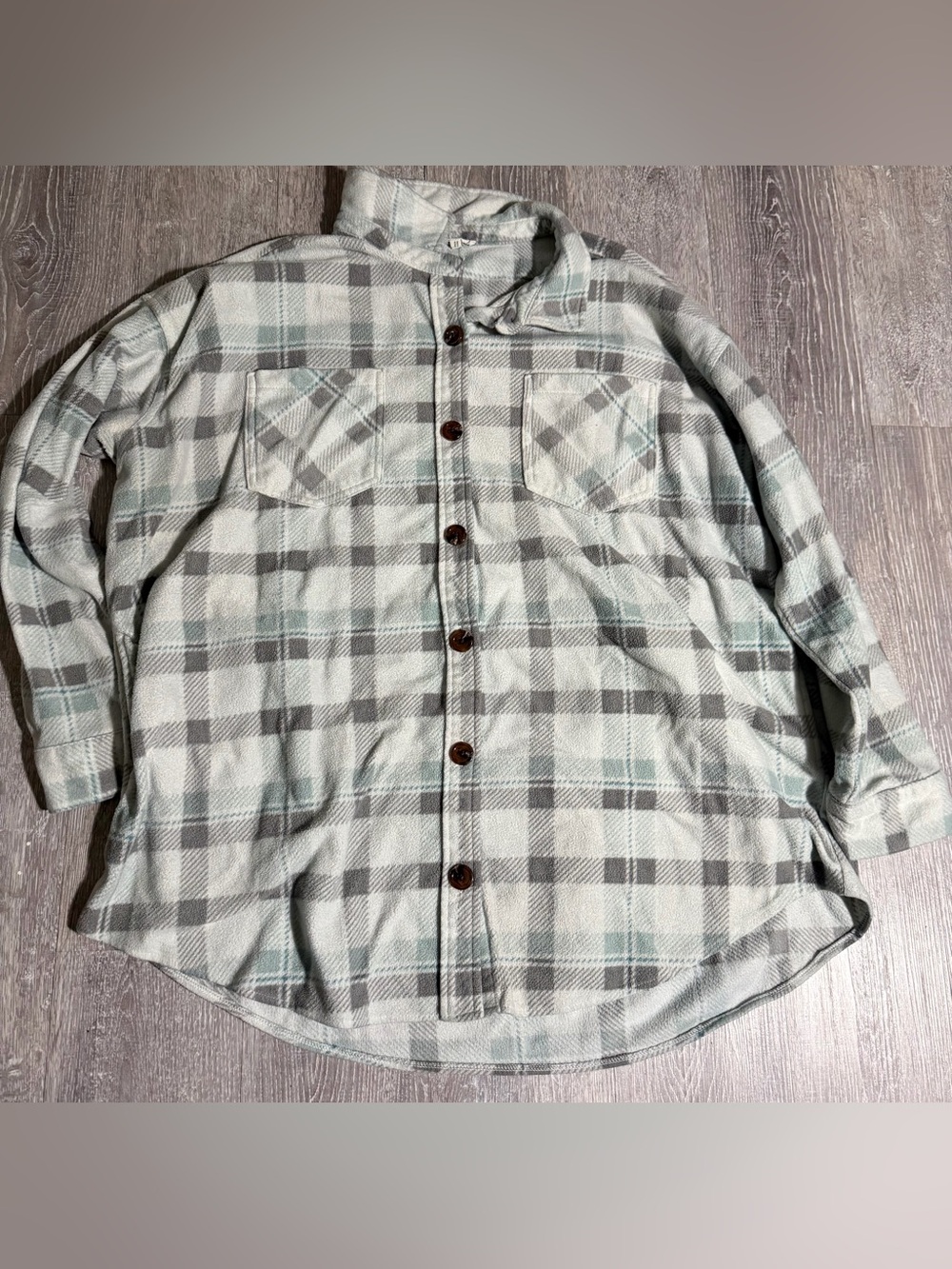 Maurices Mint & Gray Plaid Button-Up Shirt